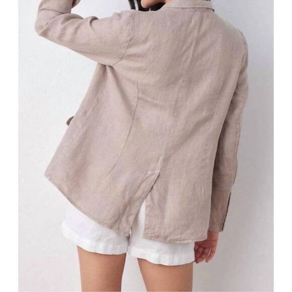 Bella Dahl Longline Linen Blazer Jacket Tan Size Large - Picture 12 of 13